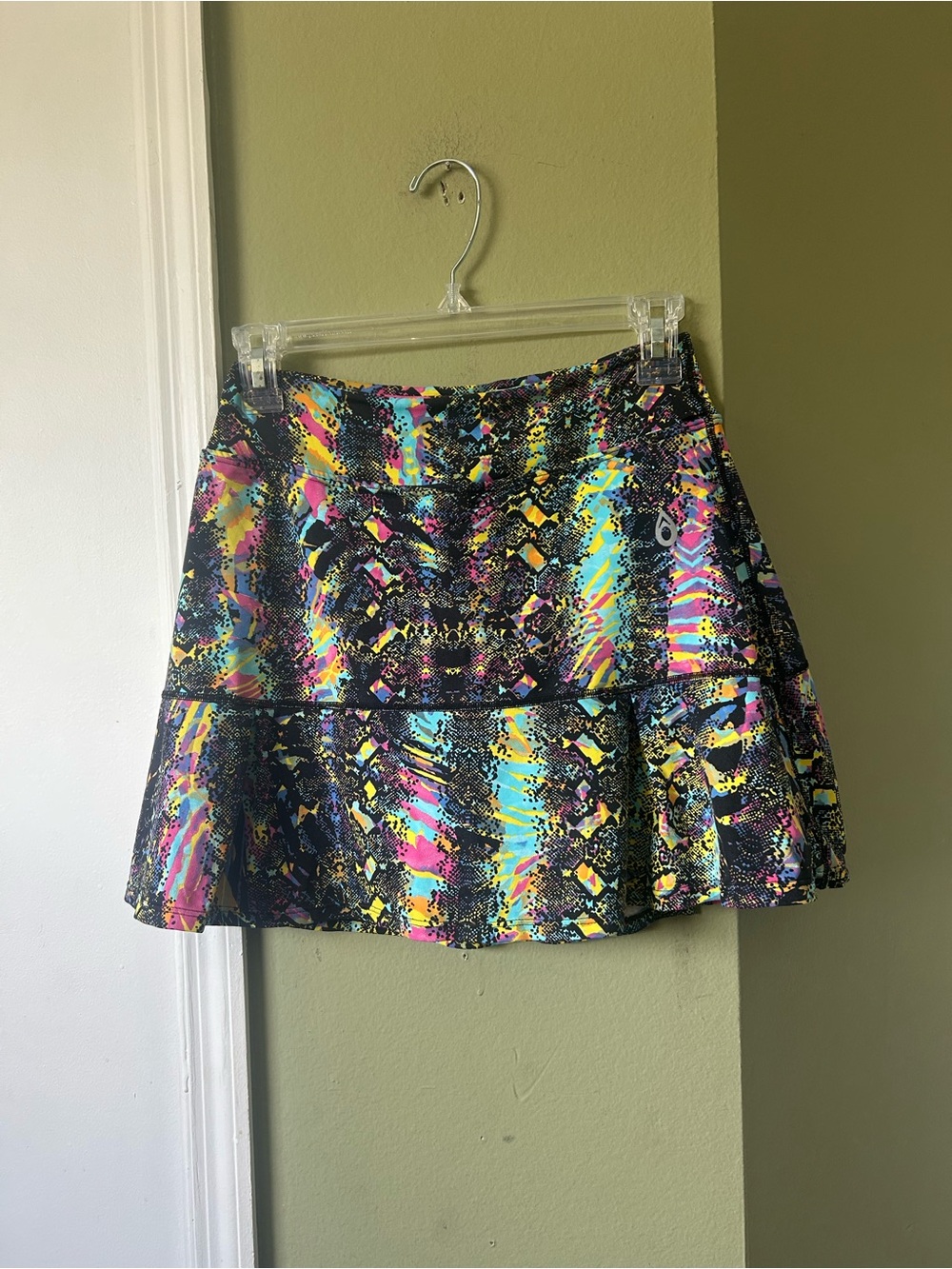 Dona Jo Black Multicolor A-Line Active Tennis Skort Sz 1 w/Shorts